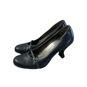 Vintage Black Leather Naturalizer Womens 8 Mary Jane Heels Pumps Made In Brazil